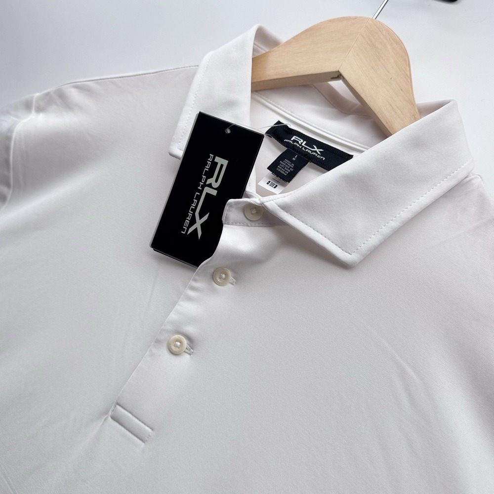 RLX Ralph Lauren Jersey Polo Solid White Golf Size Large $118